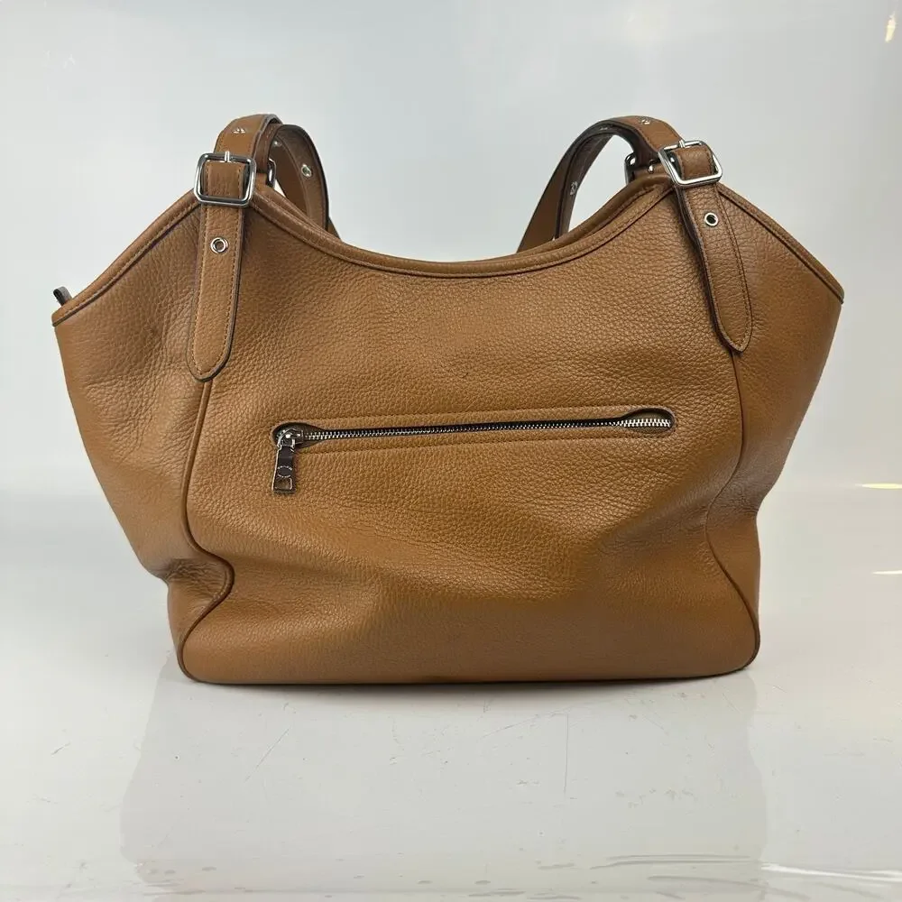 COACH CM074 Meadow Bag Tote Shoulder Bag Pebbled Brown Leather Purse Dual Straps - Picture 5 of 16